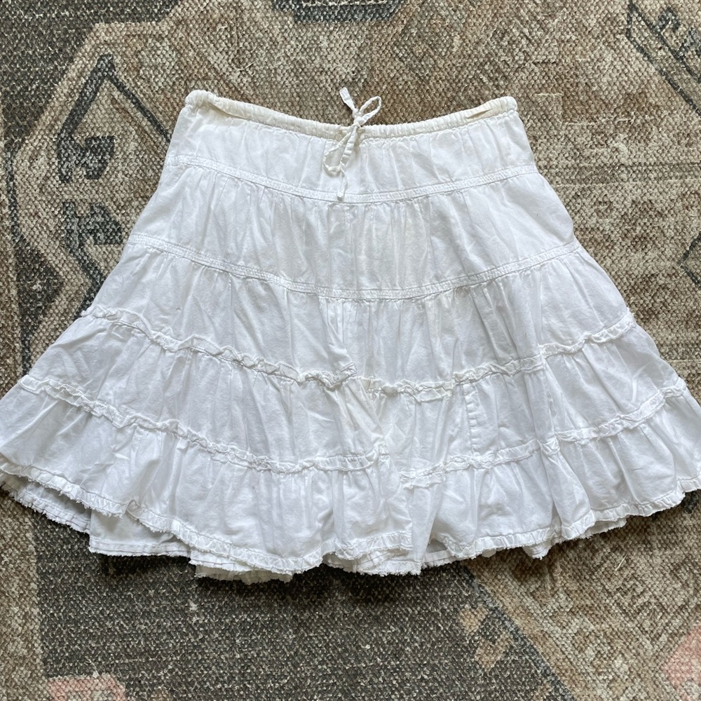 LL Bean White Tiered Skirt
